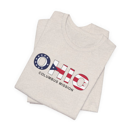 Ohio Columbus Mission Flag Title T-shirt - Latter-Day Saint LDS Missionary Gift - Book of Mormon