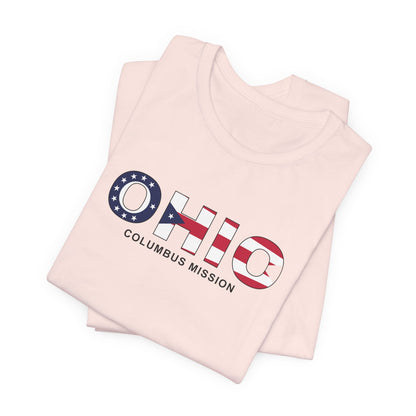 Ohio Columbus Mission Flag Title T-shirt - Latter-Day Saint LDS Missionary Gift - Book of Mormon