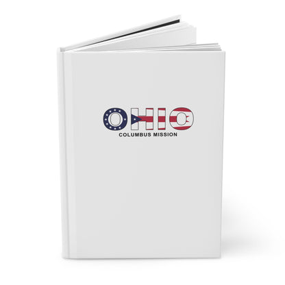 Ohio Columbus Mission Flag Title White Hardcover Journal Matte - Latter-Day Saint LDS Missionary Gift - Book of Mormon