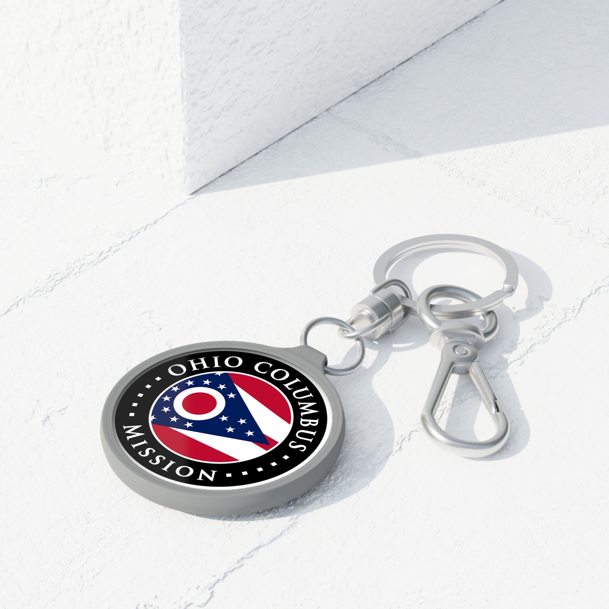 Ohio Columbus Mission State Flag Logo Key Tag - Latter-Day Saint LDS Missionary Gift - Book of Mormon