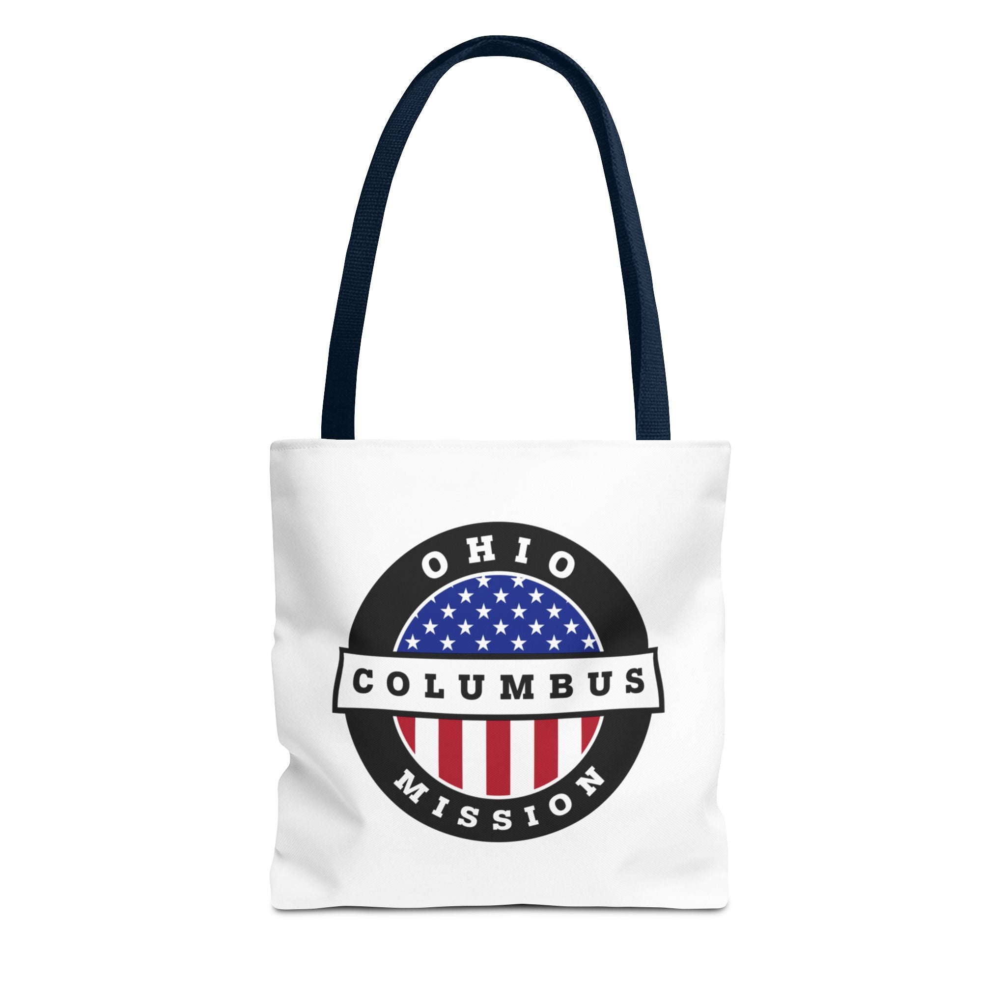 Ohio Columbus Mission USA Flag Logo Tote Bag White - Latter-Day Saint LDS Missionary Gift - Book of Mormon