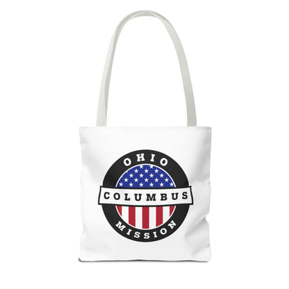 Ohio Columbus Mission USA Flag Logo Tote Bag White - Latter-Day Saint LDS Missionary Gift - Book of Mormon