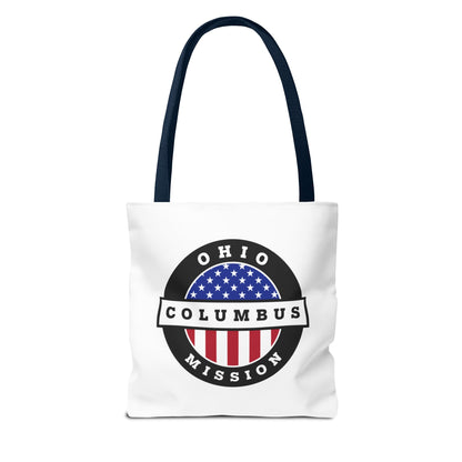 Ohio Columbus Mission USA Flag Logo Tote Bag White - Latter-Day Saint LDS Missionary Gift - Book of Mormon