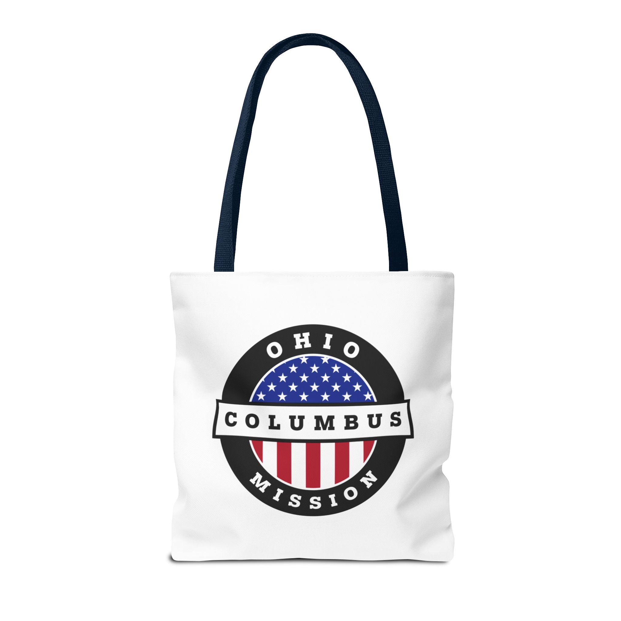 Ohio Columbus Mission USA Flag Logo Tote Bag White - Latter-Day Saint LDS Missionary Gift - Book of Mormon