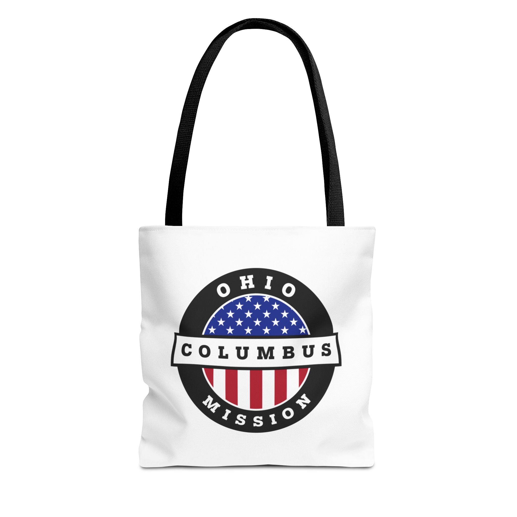 Ohio Columbus Mission USA Flag Logo Tote Bag White - Latter-Day Saint LDS Missionary Gift - Book of Mormon