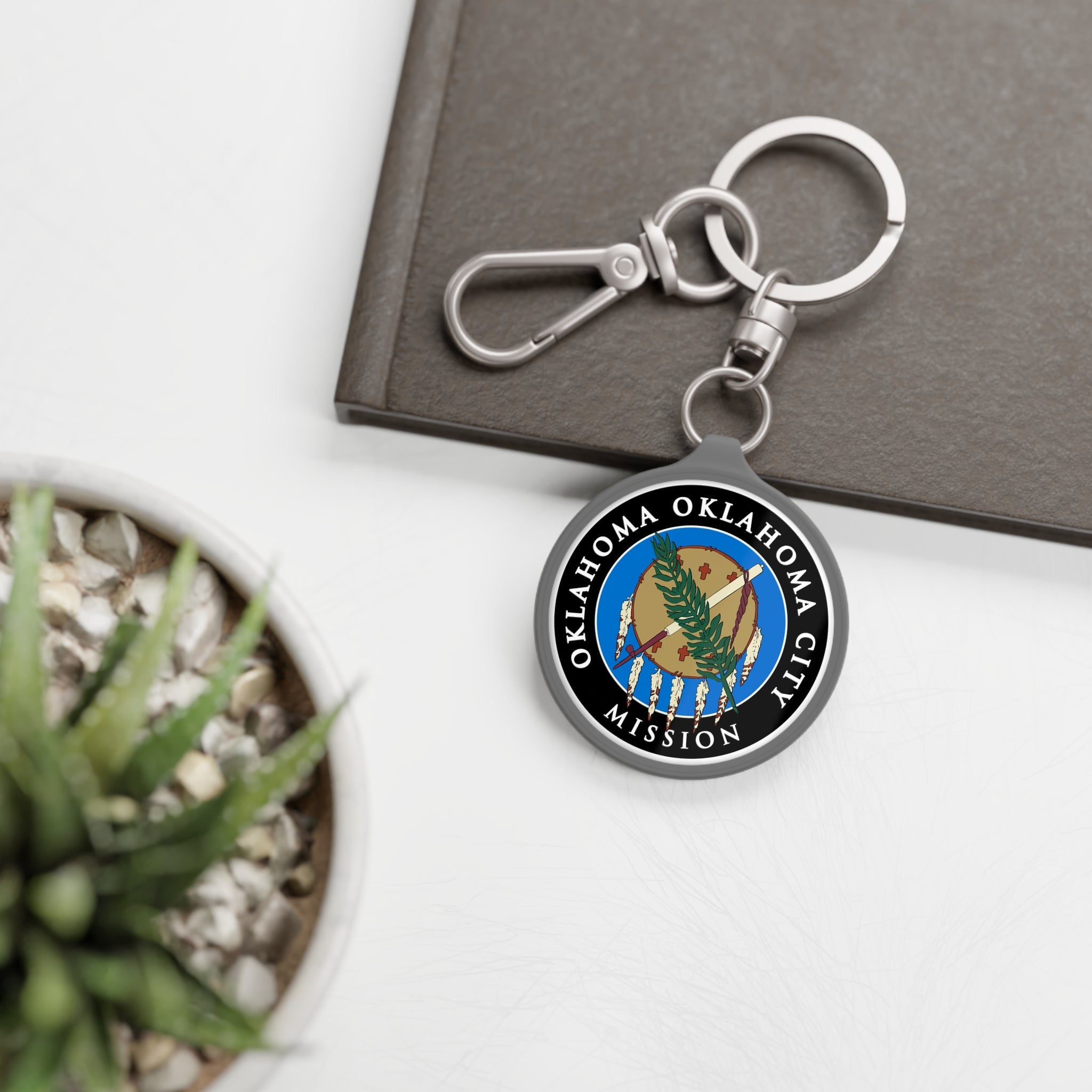 Oklahoma Oklahoma City Mission State Flag Logo Key Tag - Latter-Day Saint LDS Missionary Gift - Book of Mormon