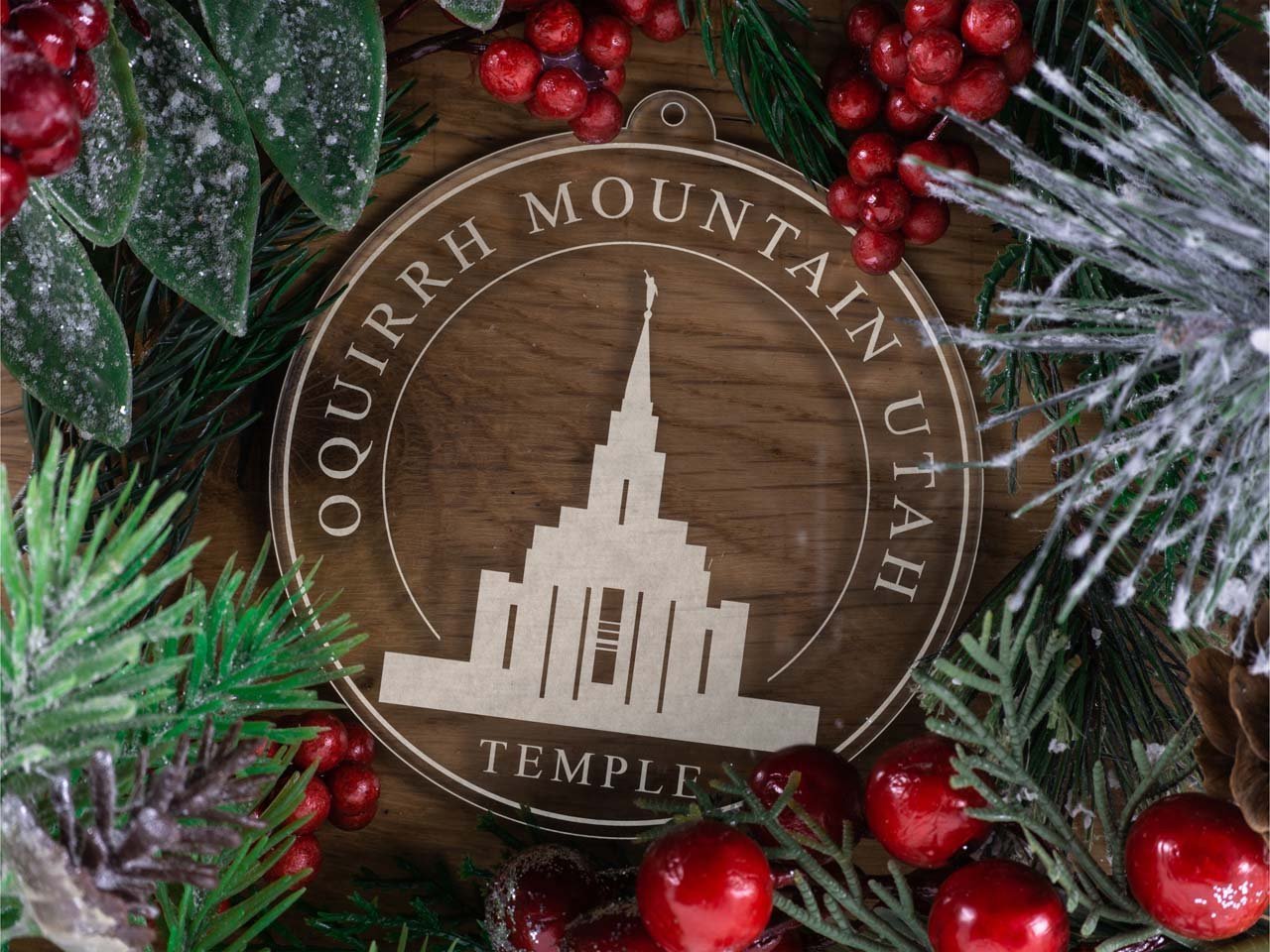 Oquirrh Mountain Utah Temple Christmas Ornament - Latter-Day Saint LDS Missionary Gift - Book of Mormon