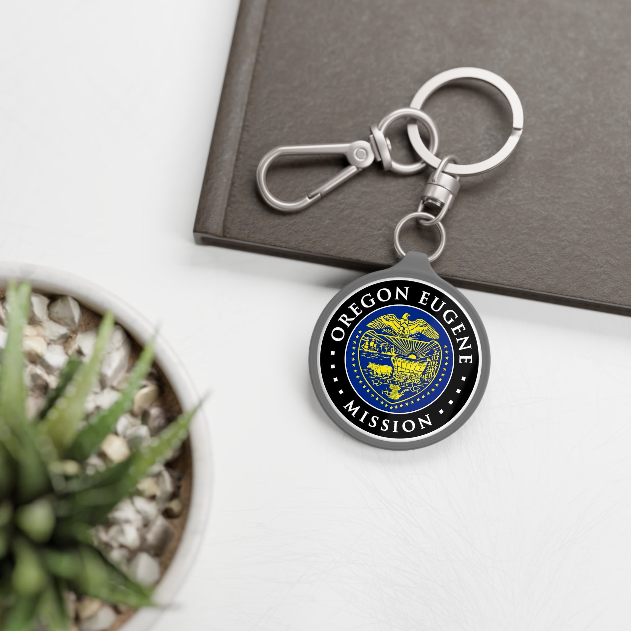 Oregon Eugene Mission State Flag Logo Key Tag - Latter-Day Saint LDS Missionary Gift - Book of Mormon