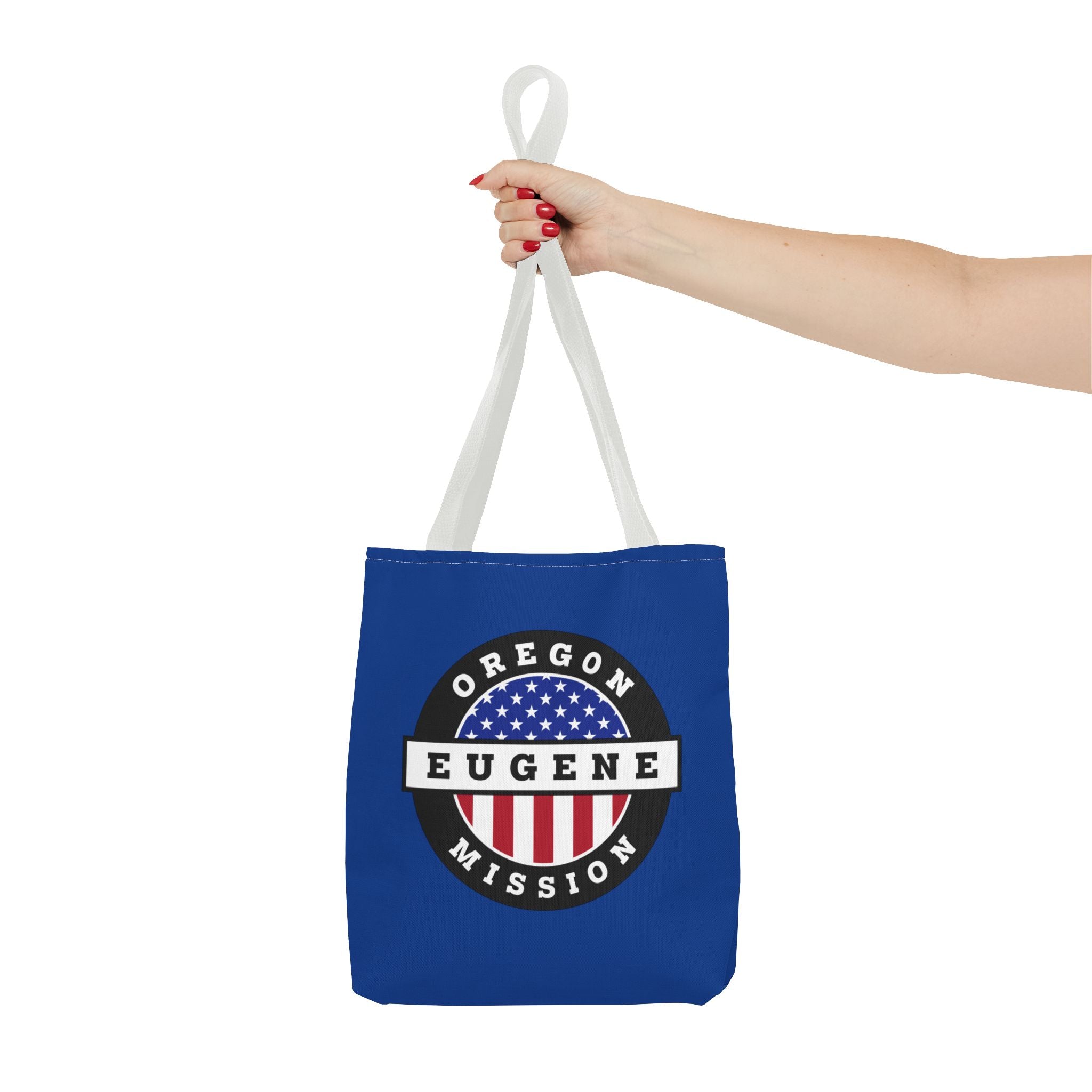 Oregon Eugene Mission USA Flag Logo Tote Bag Blue - Latter-Day Saint LDS Missionary Gift - Book of Mormon