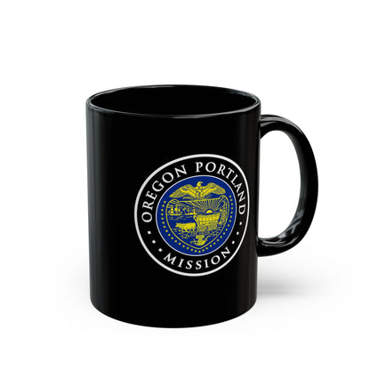 Oregon Portland Mission State Flag Logo Ceramic Mug Black Name - Latter-Day Saint LDS Missionary Gift - Book of Mormon