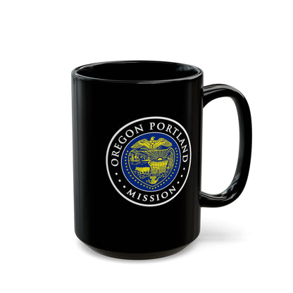 Oregon Portland Mission State Flag Logo Ceramic Mug Black Name - Latter-Day Saint LDS Missionary Gift - Book of Mormon