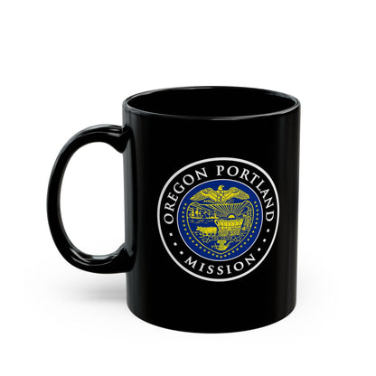 Oregon Portland Mission State Flag Logo Ceramic Mug Black Name - Latter-Day Saint LDS Missionary Gift - Book of Mormon