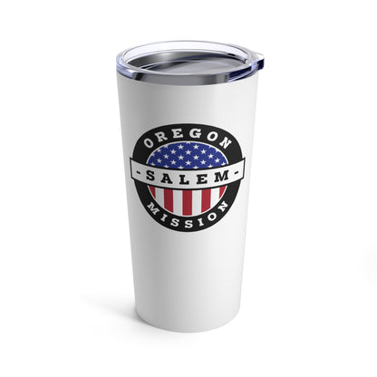 Oregon Salem Mission USA Flag Logo Tumbler 20oz White - Latter-Day Saint LDS Missionary Gift - Book of Mormon