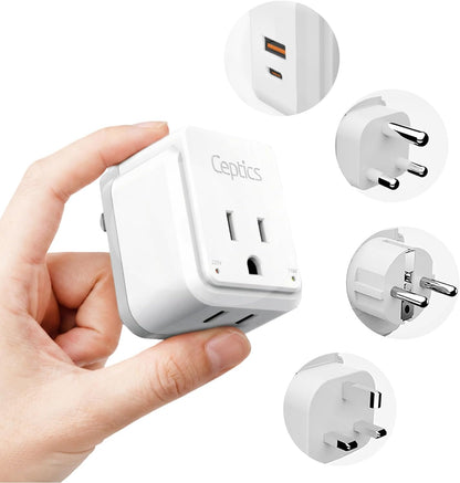 Africa Travel Adapter Set | Type E/F, G, M - USB & USB-C Ports + 2 US Outlets (PAK-AF)