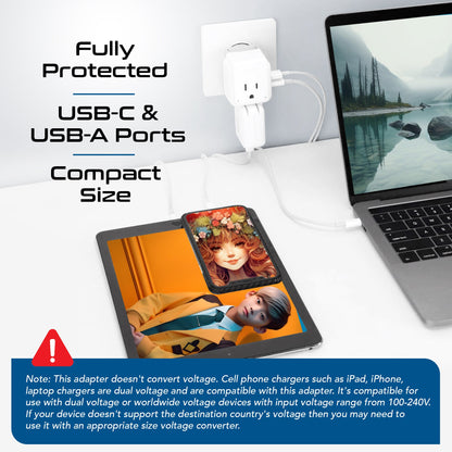 Africa Travel Adapter Set | Type E/F, G, M - USB & USB-C Ports + 2 US Outlets (PAK-AF)