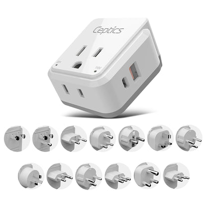 Travel Adapter Set | Type A, B, C, E/F, G, I - USB & USB-C Ports + 2 US Outlets (PAK-WS)