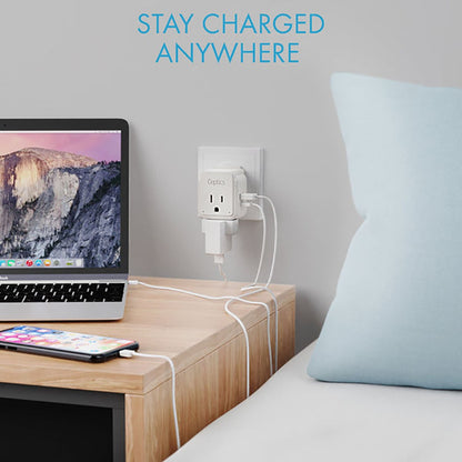 European Travel Adapter | Type C - USB & USB-C Ports + 2 US Outlets (PAK-C)