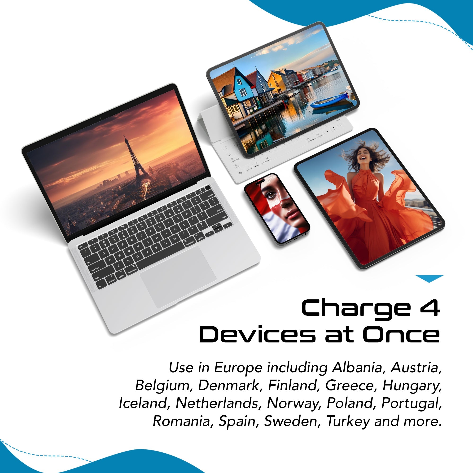 Travel Adapter Kit | Type C, E/F, G - USB & USB-C Ports + 2 US Outlets (PAK-EU)