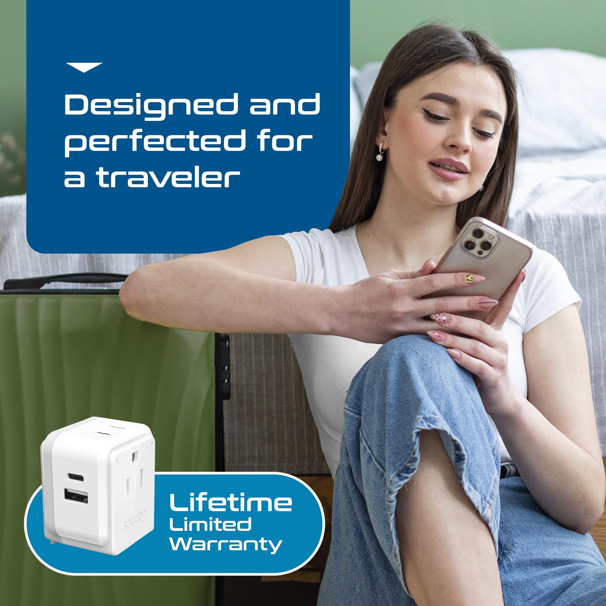 Travel Adapter Kit | Type C, E/F, G - USB & USB-C Ports + 2 US Outlets (PAK-EU)