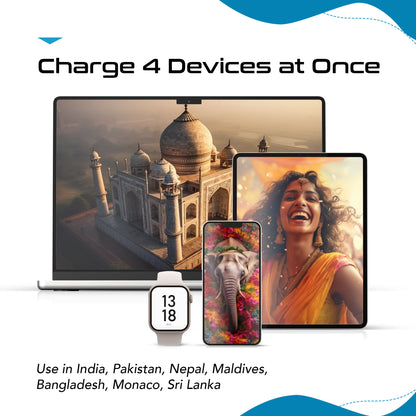 India, Nepal Travel Adapter Set | Type C, D - USB & USB-C Ports + 2 US Outlets (PAK-IN)