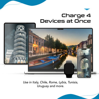 Italy, Chile Travel Adapter Set | Type C, L - USB & USB-C Ports + 2 US Outlets (PAK-IT)