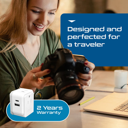 Italy, Chile Travel Adapter Set | Type C, L - USB & USB-C Ports + 2 US Outlets (PAK-IT)