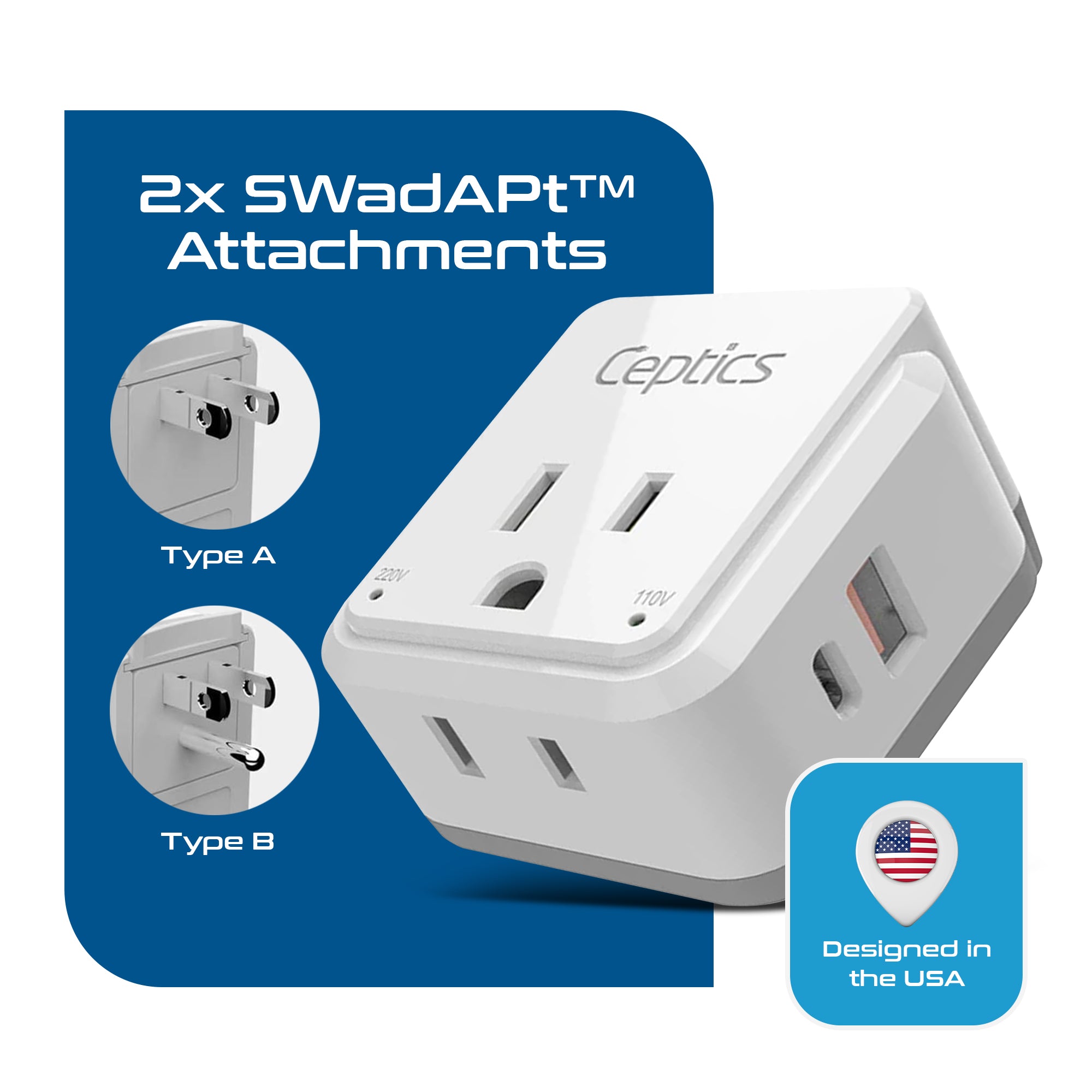 Japan, Philippines Travel Plug Adapter Set | Type A, B - USB & USB-C Ports + 2 US Outlets (PAK-JP)