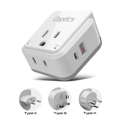 Israel, Jordan, Middle East Travel Adapter Set | Type C, G, H - USB & USB-C Ports + 2 US Outlets (PAK-ME)
