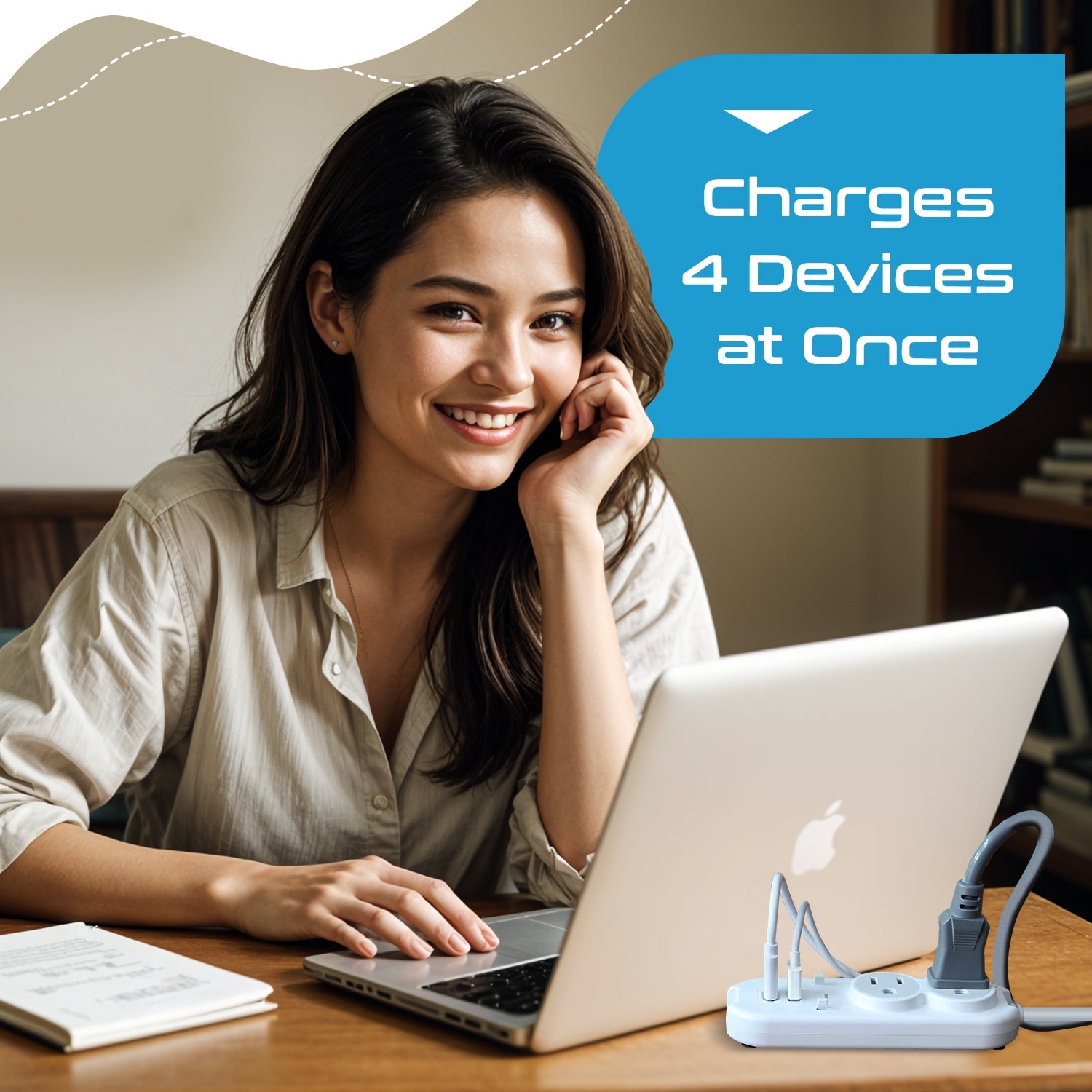 Compact Travel Power Strip - 2 US Outlets, USB & USB-C Ports - Grounded (PS-2U+)
