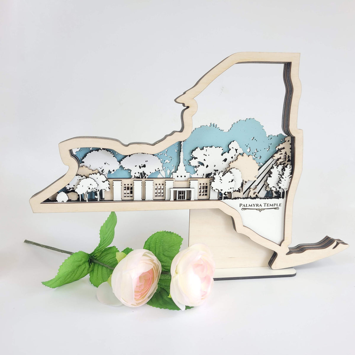Palmyra New York Temple LDS Customized Temple State Sign, Laser cut and fully assembled