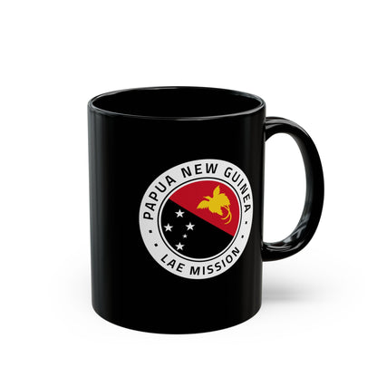 Papua New Guinea Lae Mission Circular Flag Black Ceramic Mug - Latter-Day Saint LDS Missionary Gift - Book of Mormon