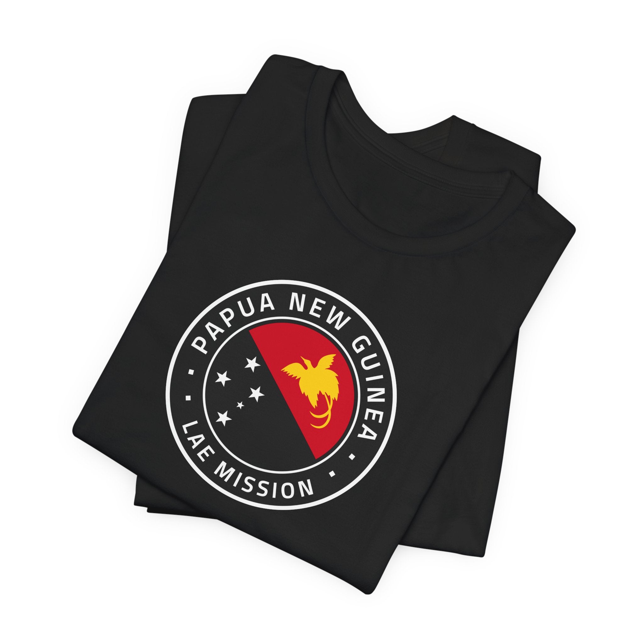 Papua New Guinea Lae Mission Flag Logo (Black Border) T-shirt - Latter-Day Saint LDS Missionary Gift - Book of Mormon