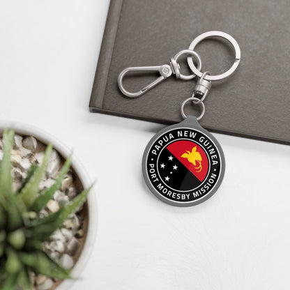 Papua New Guinea Port Moresby Mission Circle Flag Key Tag - Mission Wishlist - LDS Missionary Gift Store