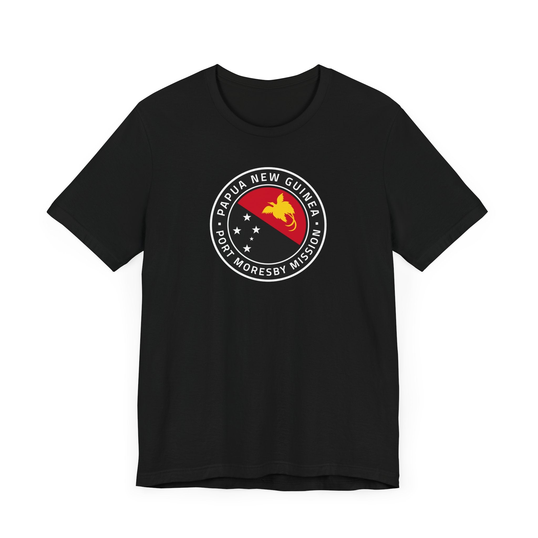 Papua New Guinea Port Moresby Mission Flag Logo (Black Border) T-shirt - Latter-Day Saint LDS Missionary Gift - Book of Mormon