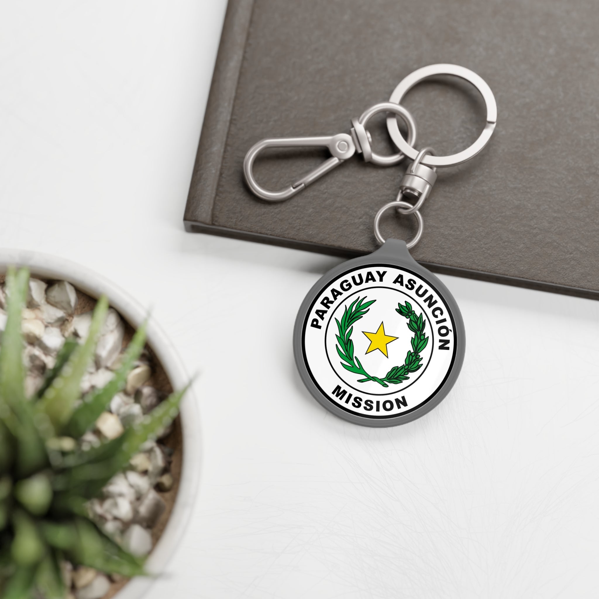 Paraguay Asuncion Mission Circle Flag Key Tag - Latter-Day Saint LDS Missionary Gift - Book of Mormon
