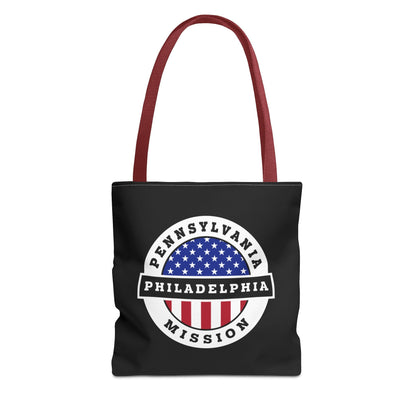 Pennsylvania Philadelphia Mission USA Flag Logo Tote Bag Black - Latter-Day Saint LDS Missionary Gift - Book of Mormon