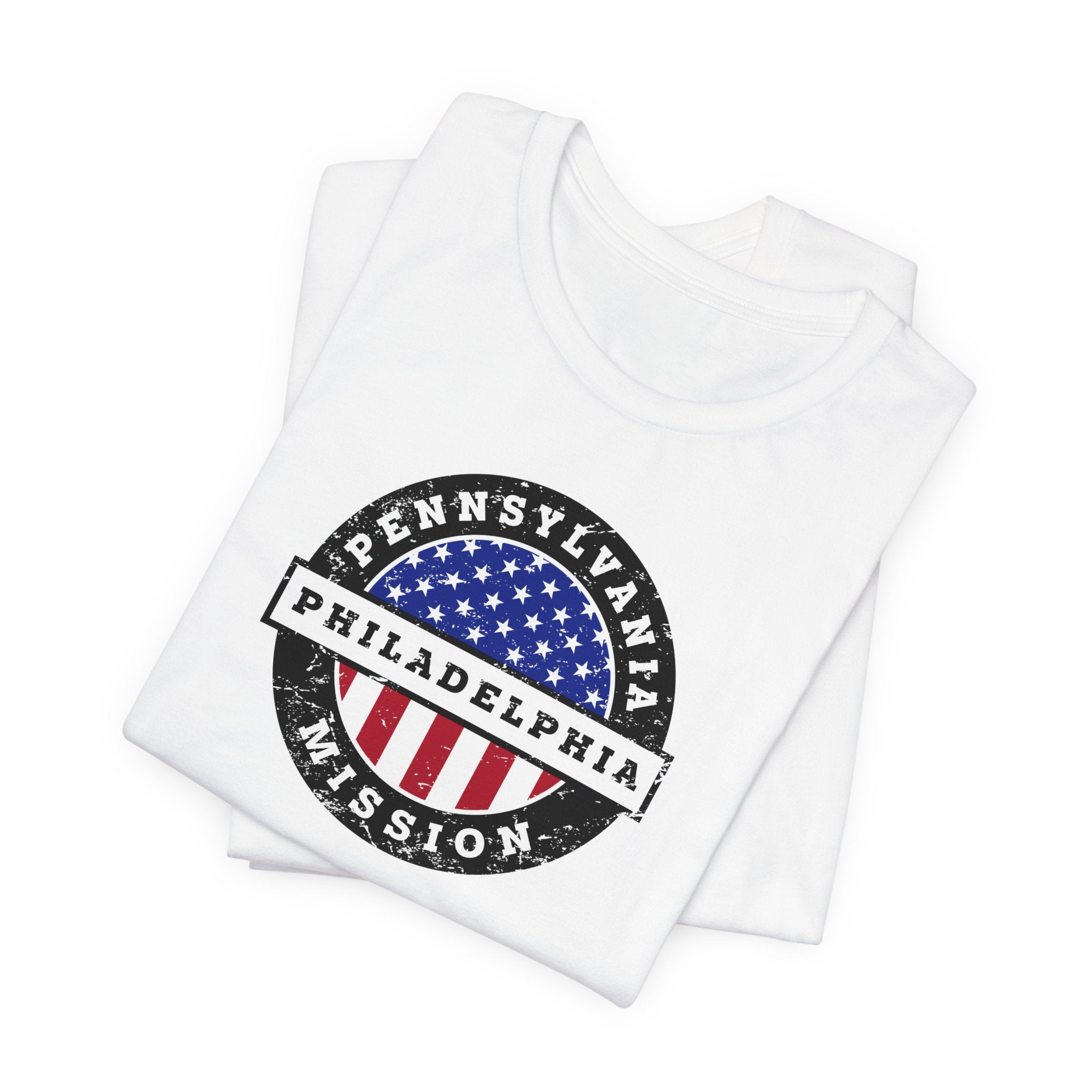 Pennsylvania Philadelphia Mission Vintage Circular USA Flag T-Shirt - Latter-Day Saint LDS Missionary Gift - Book of Mormon