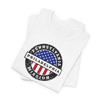 Pennsylvania Philadelphia Mission Vintage Circular USA Flag T-Shirt - Latter-Day Saint LDS Missionary Gift - Book of Mormon