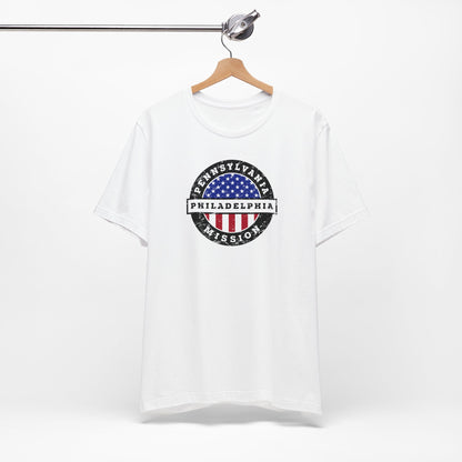 Pennsylvania Philadelphia Mission Vintage Circular USA Flag T-Shirt - Latter-Day Saint LDS Missionary Gift - Book of Mormon