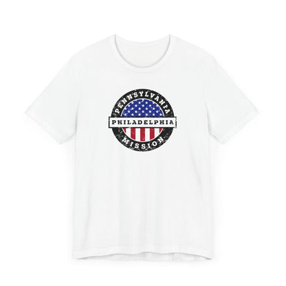 Pennsylvania Philadelphia Mission Vintage Circular USA Flag T-Shirt - Latter-Day Saint LDS Missionary Gift - Book of Mormon