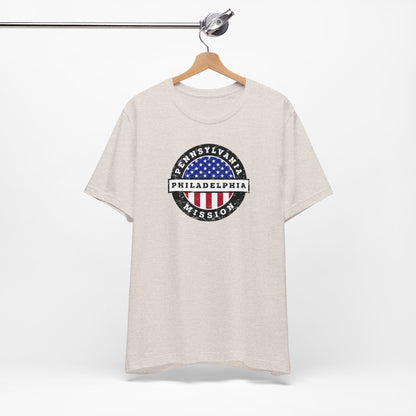 Pennsylvania Philadelphia Mission Vintage Circular USA Flag T-Shirt - Latter-Day Saint LDS Missionary Gift - Book of Mormon