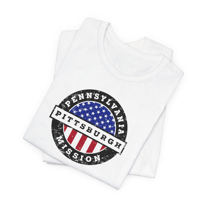 Pennsylvania Pittsburgh Mission Vintage Circular USA Flag T-Shirt - Latter-Day Saint LDS Missionary Gift - Book of Mormon