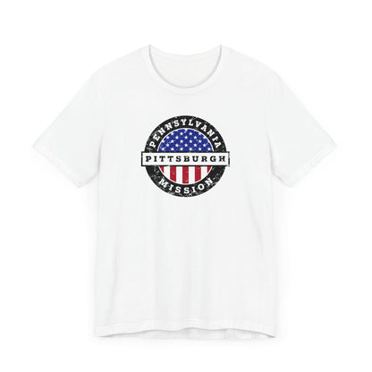 Pennsylvania Pittsburgh Mission Vintage Circular USA Flag T-Shirt - Latter-Day Saint LDS Missionary Gift - Book of Mormon