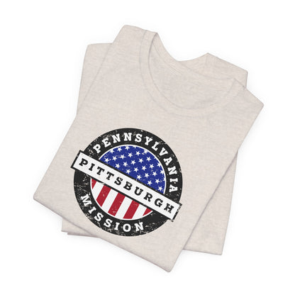 Pennsylvania Pittsburgh Mission Vintage Circular USA Flag T-Shirt - Latter-Day Saint LDS Missionary Gift - Book of Mormon