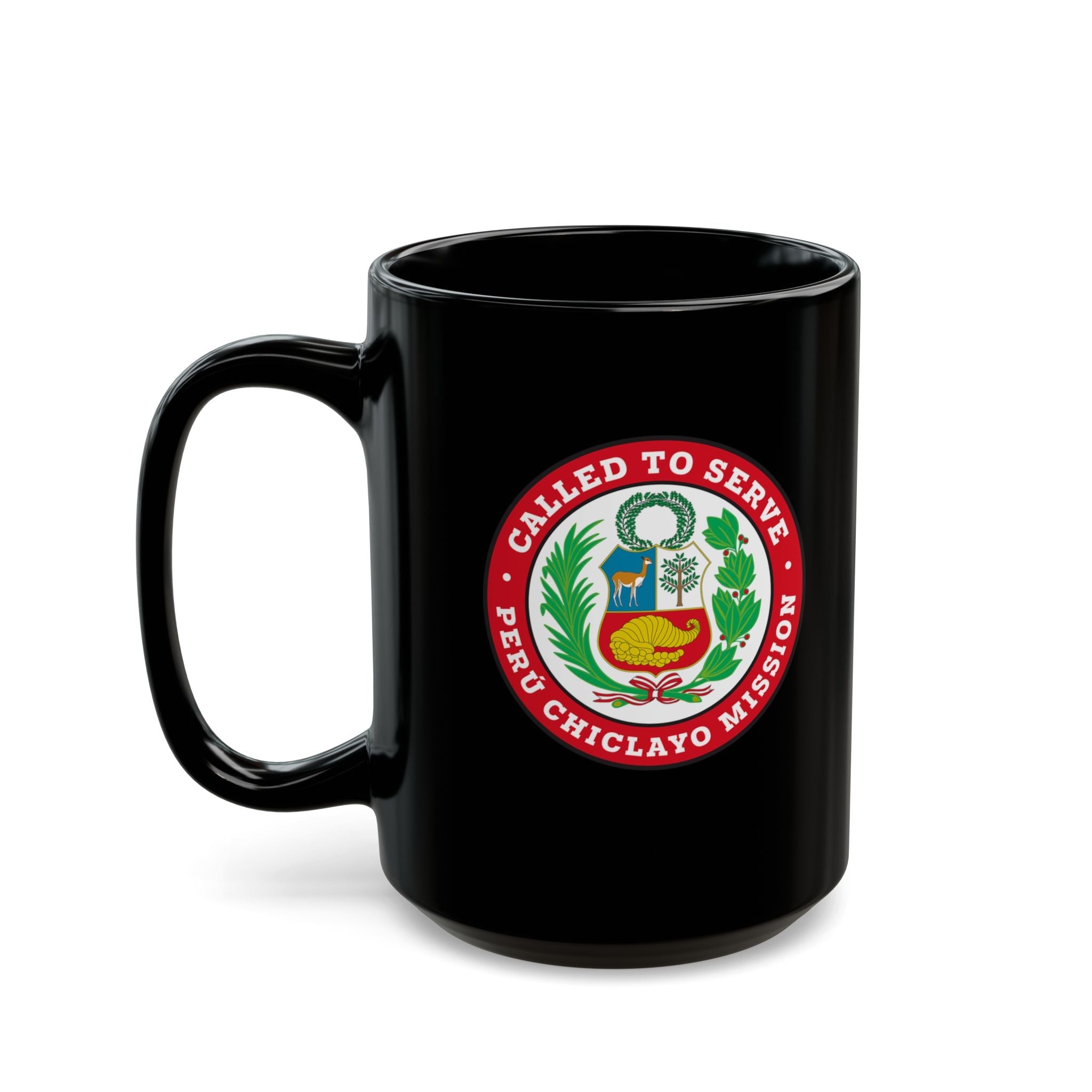 Peru Chiclayo Mission Circular Flag Black Ceramic Mug - Latter-Day Saint LDS Missionary Gift - Book of Mormon