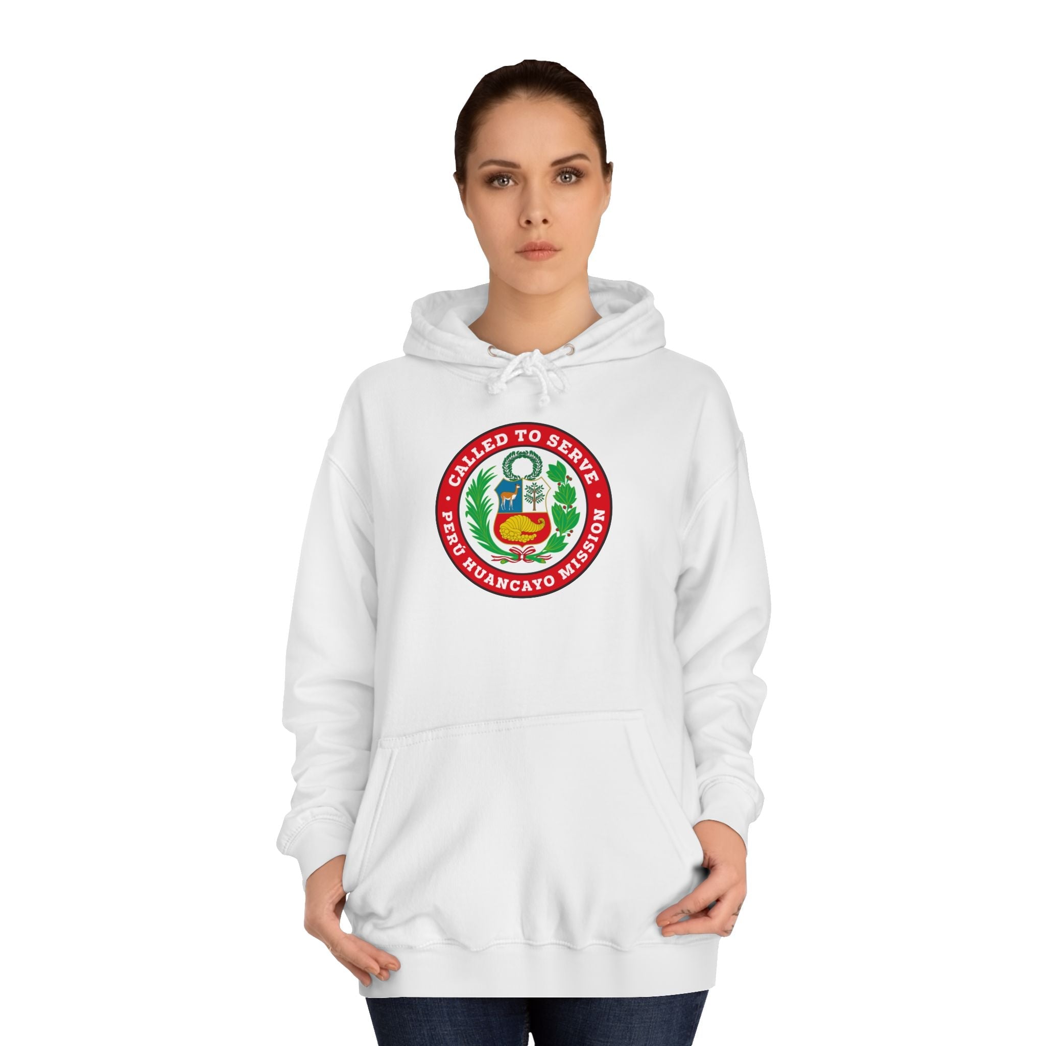 Peru Huancayo Mission Flag Logo (White Border) College Hoodie - Latter-Day Saint LDS Missionary Gift - Book of Mormon