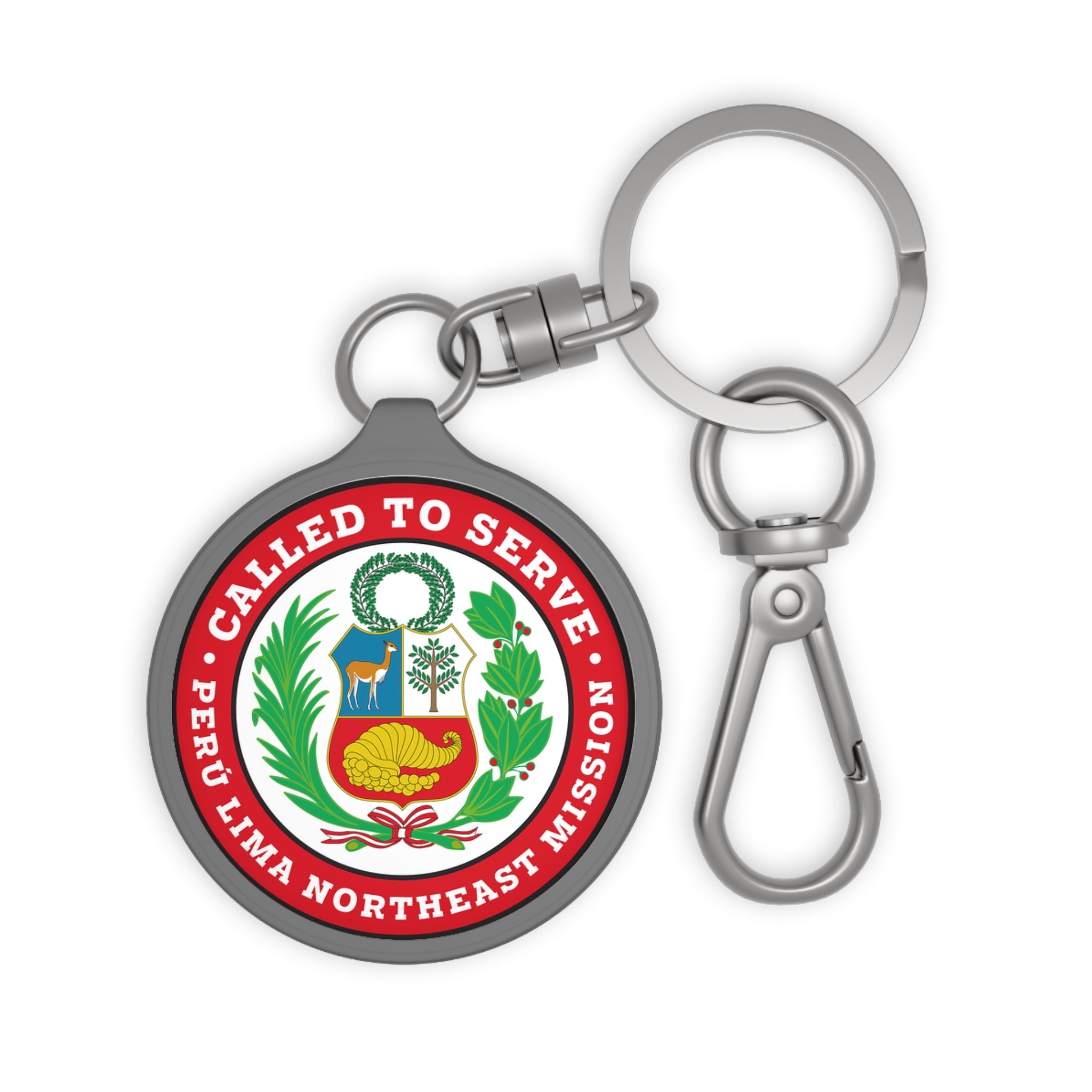Peru Lima Northeast Mission Circle Flag Key Tag - Latter-Day Saint LDS Missionary Gift - Book of Mormon