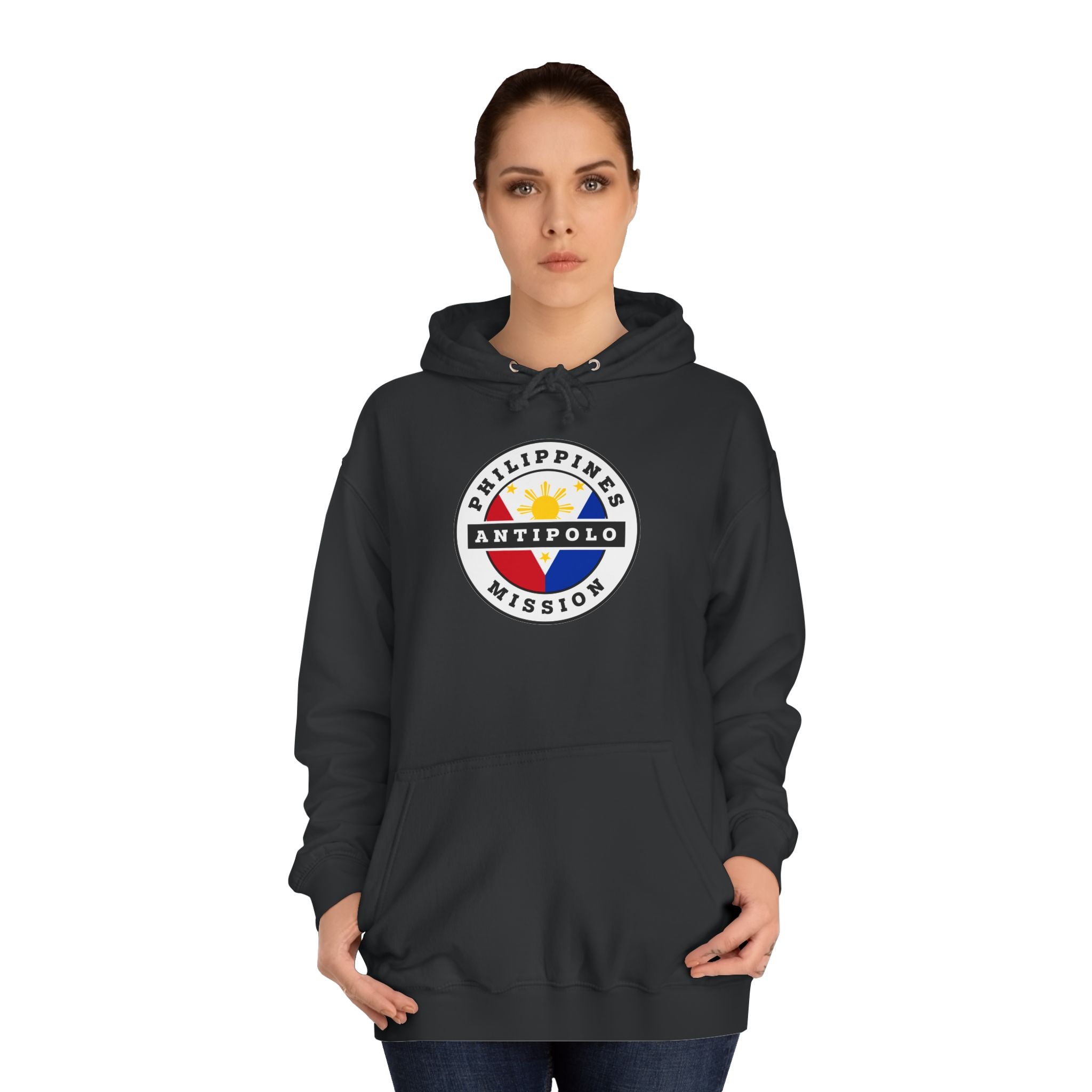 Philippines Antipolo Mission Flag Logo (White Border) College Hoodie - Latter-Day Saint LDS Missionary Gift - Book of Mormon