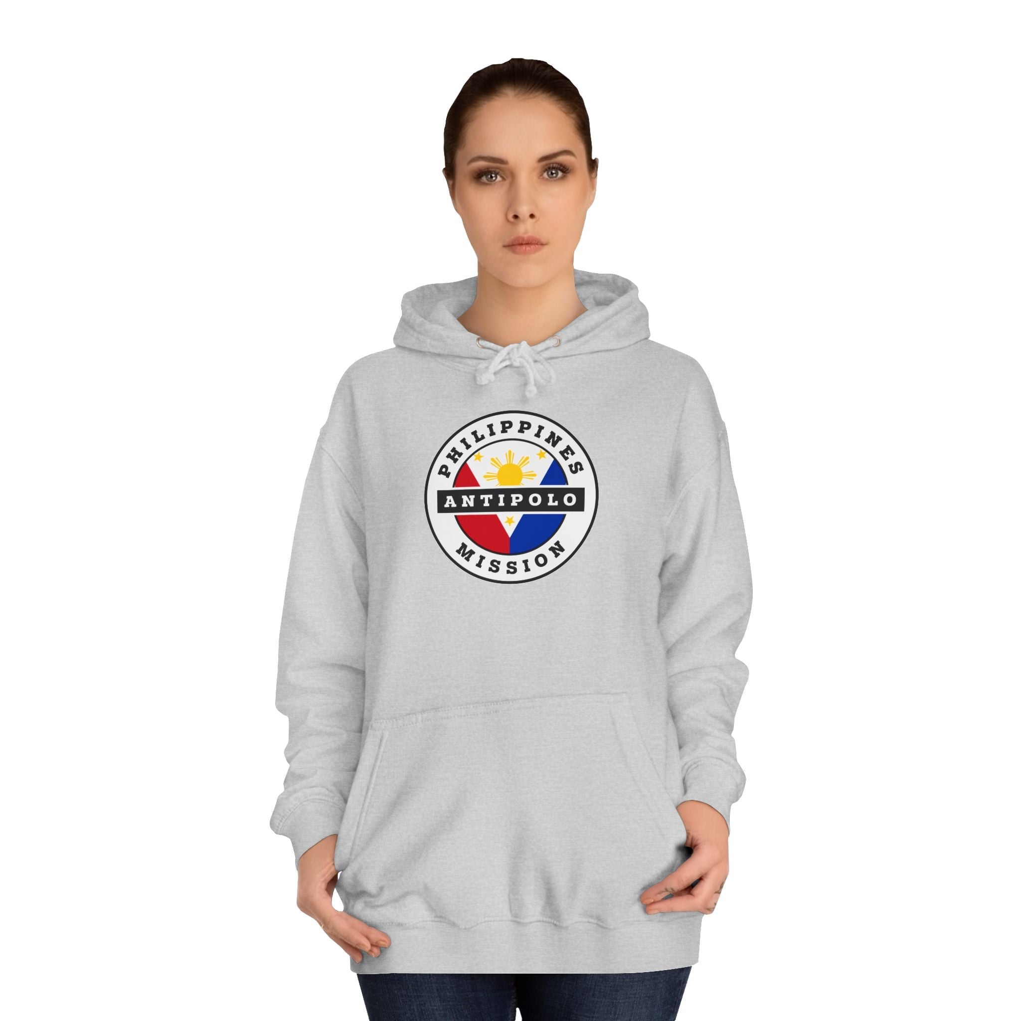 Philippines Antipolo Mission Flag Logo (White Border) College Hoodie - Latter-Day Saint LDS Missionary Gift - Book of Mormon
