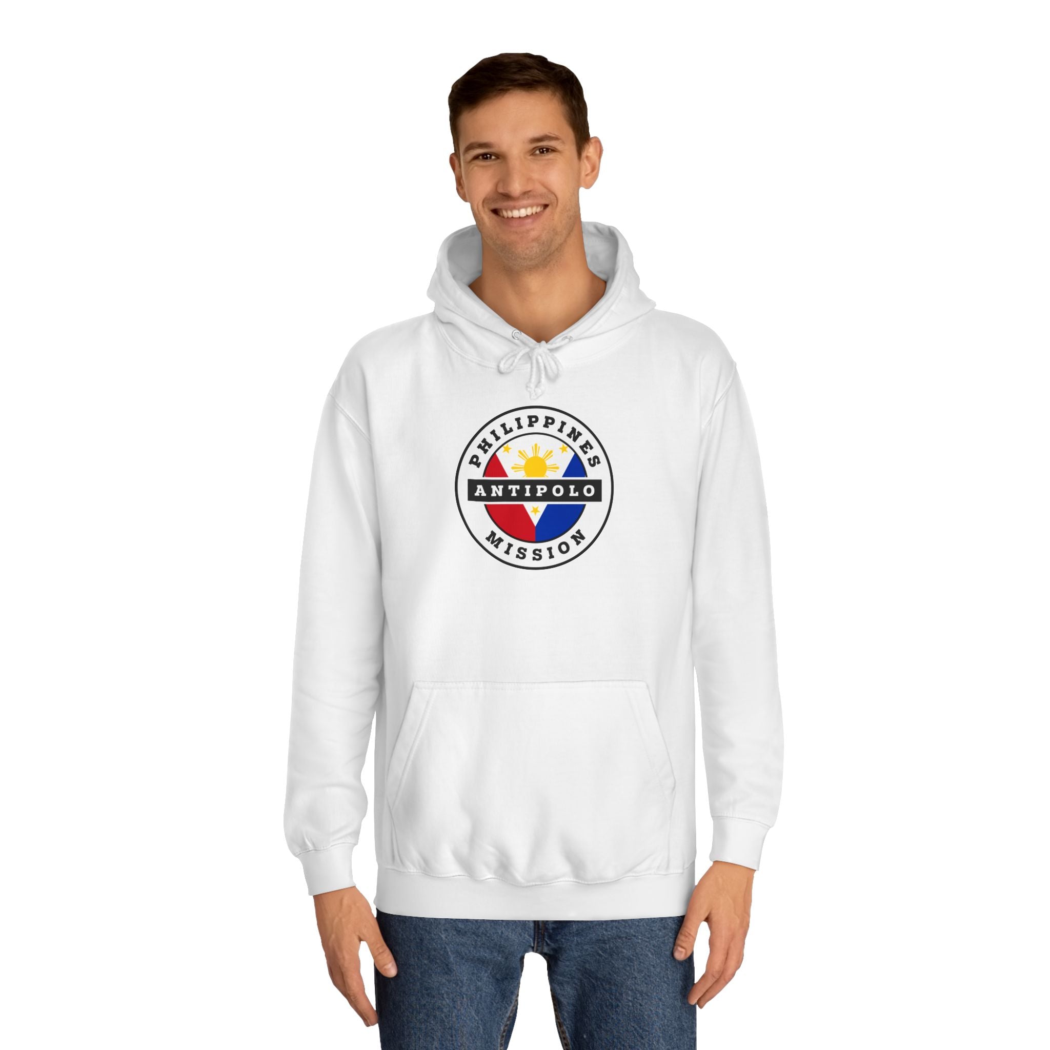 Philippines Antipolo Mission Flag Logo (White Border) College Hoodie - Latter-Day Saint LDS Missionary Gift - Book of Mormon